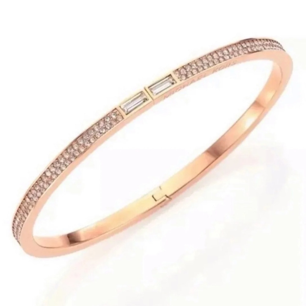 $98 Michael Kors Crystal Hinged Brilliance Bracelet Rose Gold-tone - Picture 4 of 7